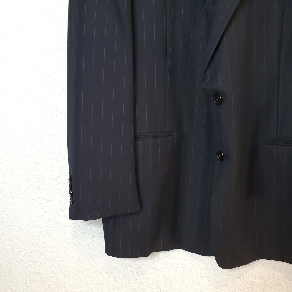Hickey Freeman Suit Jacket Sport Coat 2 Button Blue PinStripe 46R 100% Wool EUC - Picture 4 of 16
